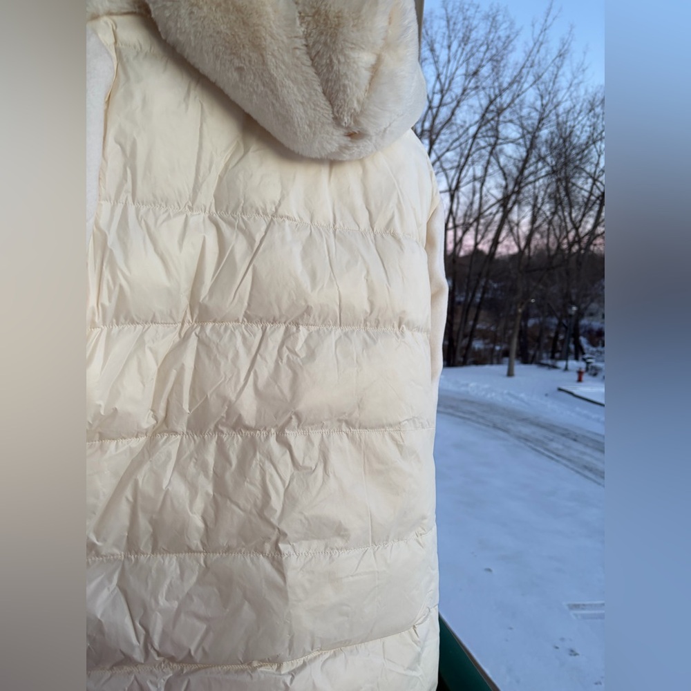 🆕❄️Sam Edelman Reversible Faux Fur Hooded Outwear Wool Coat Cream Jacket XL - Picture 15 of 17
